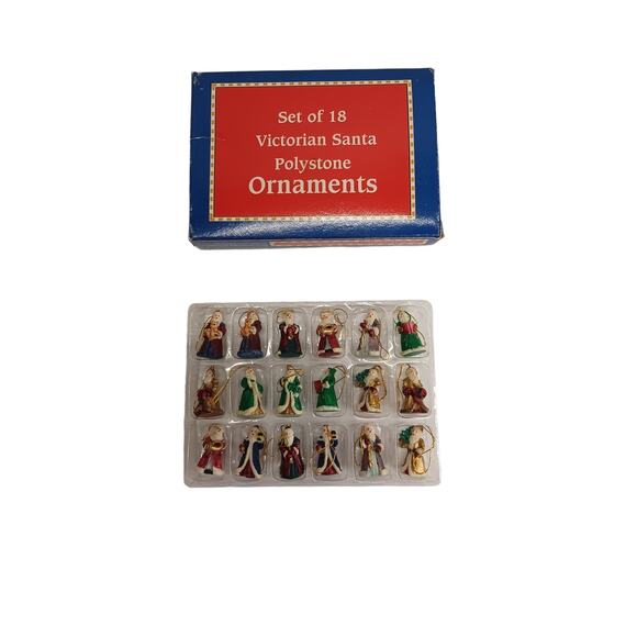 18 pc Set of Vintage Miniature Polystone Victorian Santa's Ornaments - Picture 1 of 7